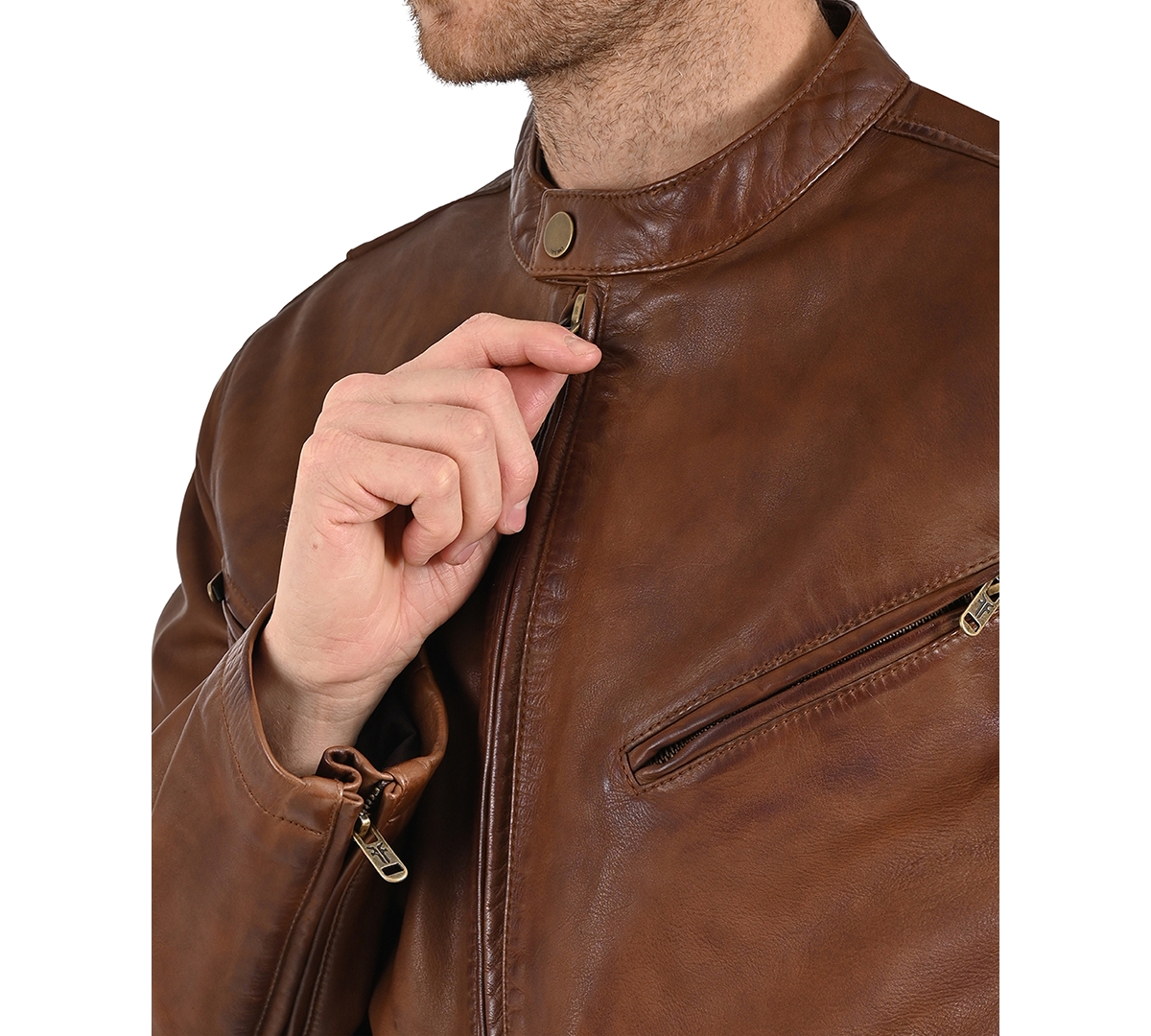 Frye Men's Modern Cafe Racer Leather Jacket