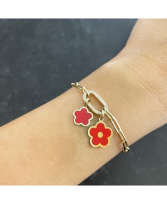 Coral Cherry Blossom Charm 14K Gold