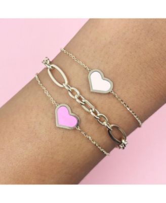 Bubblegum Pink Single Heart Bracelet 14K Gold