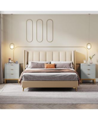 3-Drawer Nightstand, 25.8" Tall Modern Bedside Table, Large Side End Table with Storage Drawers for Bedroom