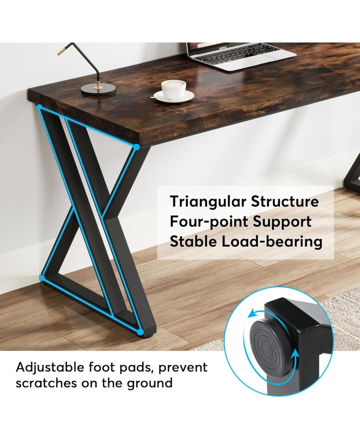 Tribesigns Writing Computer Desk, 55 inch Heavy Duty Study Desk with Z-Shaped Metal Leg, Modern Simple Home Office
