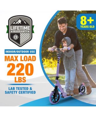 Kick Scooter Adult Teenagers Kids- 2 Wheel Kids Scooter with Adjustable T-Bar Handlebar - Alloy Anti-Slip Deck - Portable Folding Scooters for Kids with Carrying Strap - Leopard