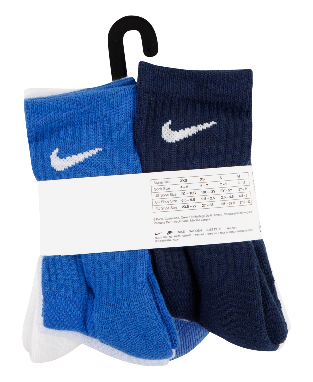 Nike Little Kids Holiday Crew Socks, 6-pack In University Red