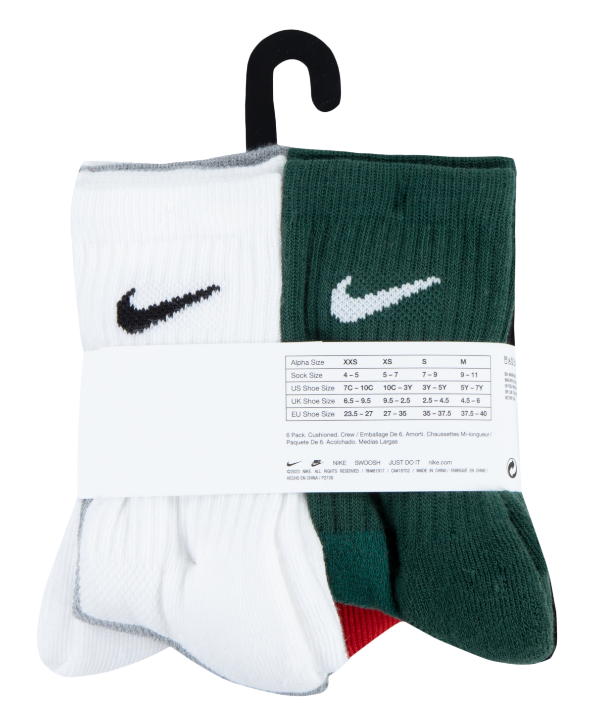 Nike Little Kids Holiday Crew Socks, 6-Pack