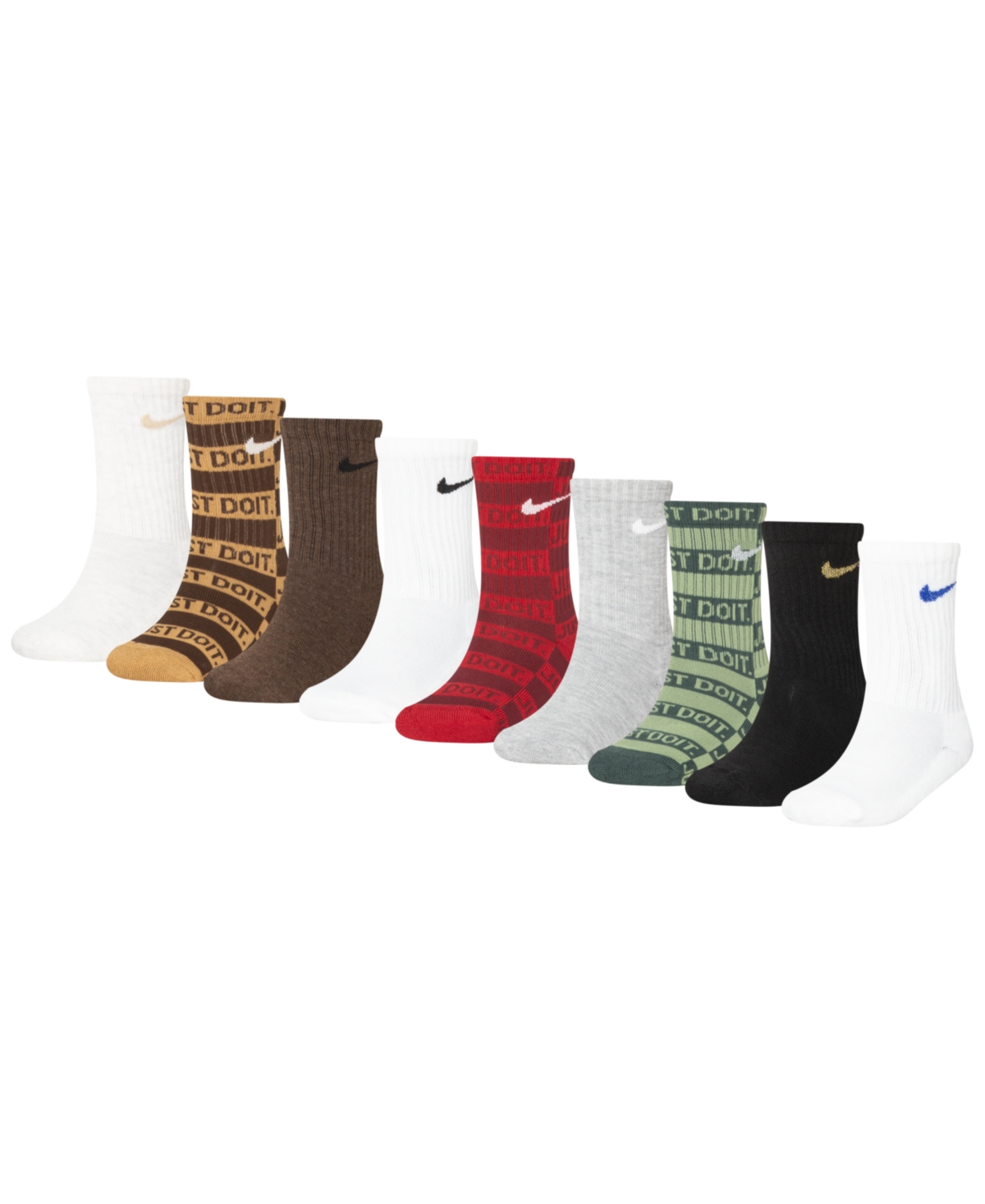 Nike Little Kids Holiday Crew Socks Box Set, 9-pack In White