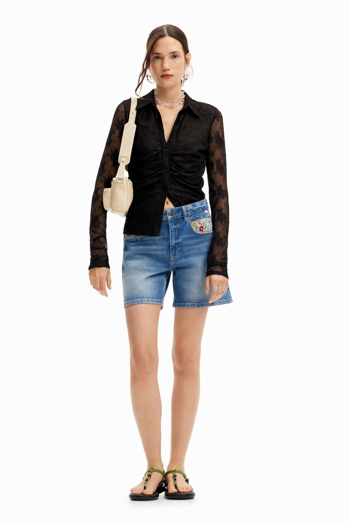 Desigual Women's Embroidered denim shorts