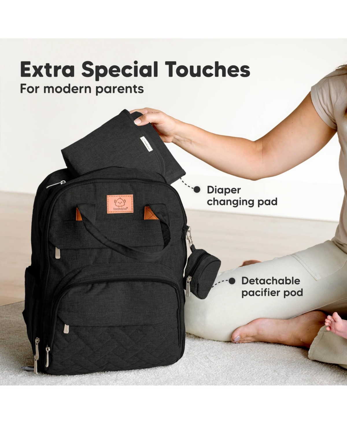 KeaBabies Rove Diaper Bag with Changing Pad, Waterproof Baby Bag, Travel Diaper