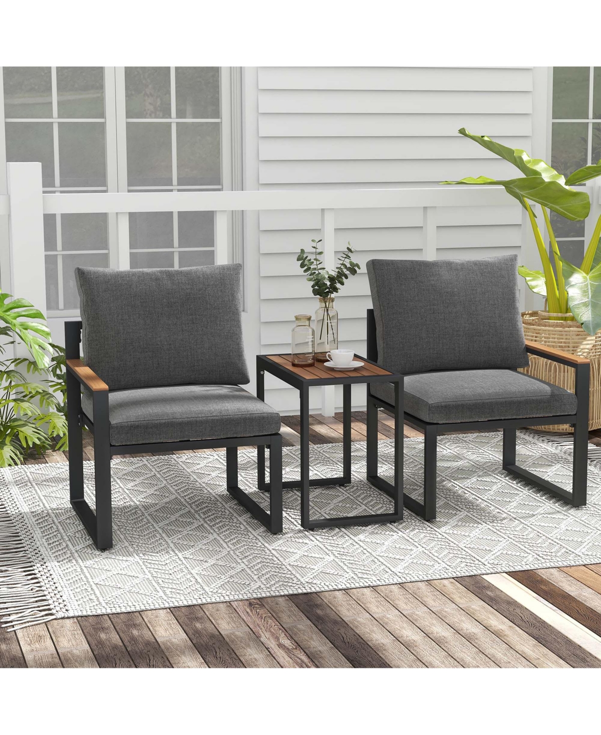 Costway 5 Pcs Patio Furniture Set with Soft Cushions Space Saving Design