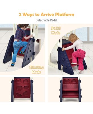 6-In-1 Large Slide for Kids Toddler Climber Slide Playset w/ Basketball Hoop