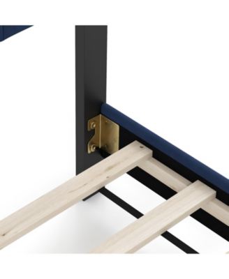 Queen Size Velvet Platform Bed with Button Tufted and Nailhead Trim Headboard