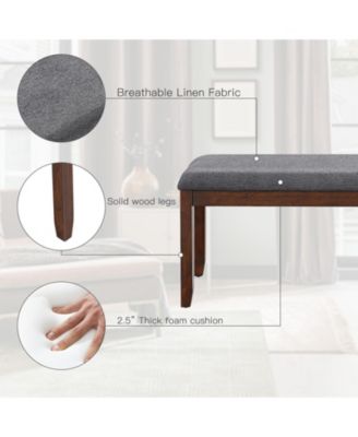 Upholstered Entryway Bench Footstool with Wood Legs