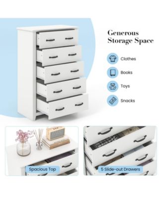 Tall Storage Dresser with 5 Pull-out Drawers for Bedroom Living