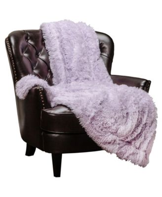 Premium Solid Faux Long Fur Throw Blanket - Soft, Fuzzy Throw Blanket - For Bed or Couch - 60" x 70" - Aubergine