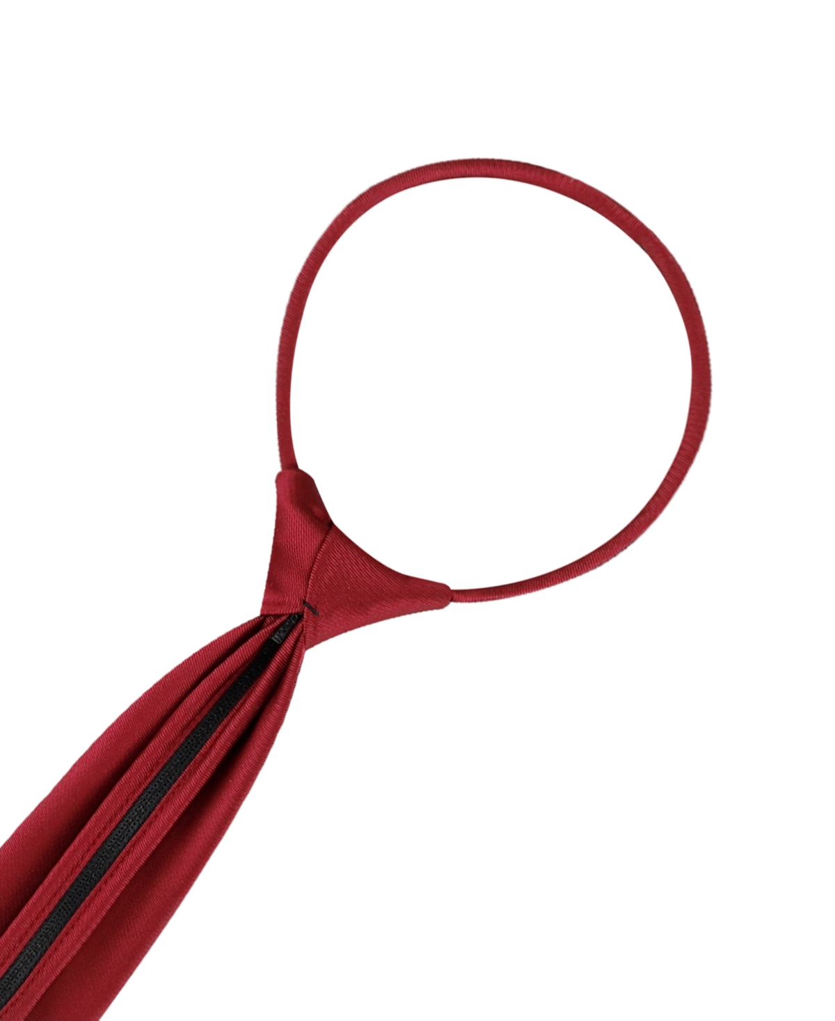 Calvin Klein Boys Broome Satin Solid Pre-tied Zipper Necktie In Burgundy