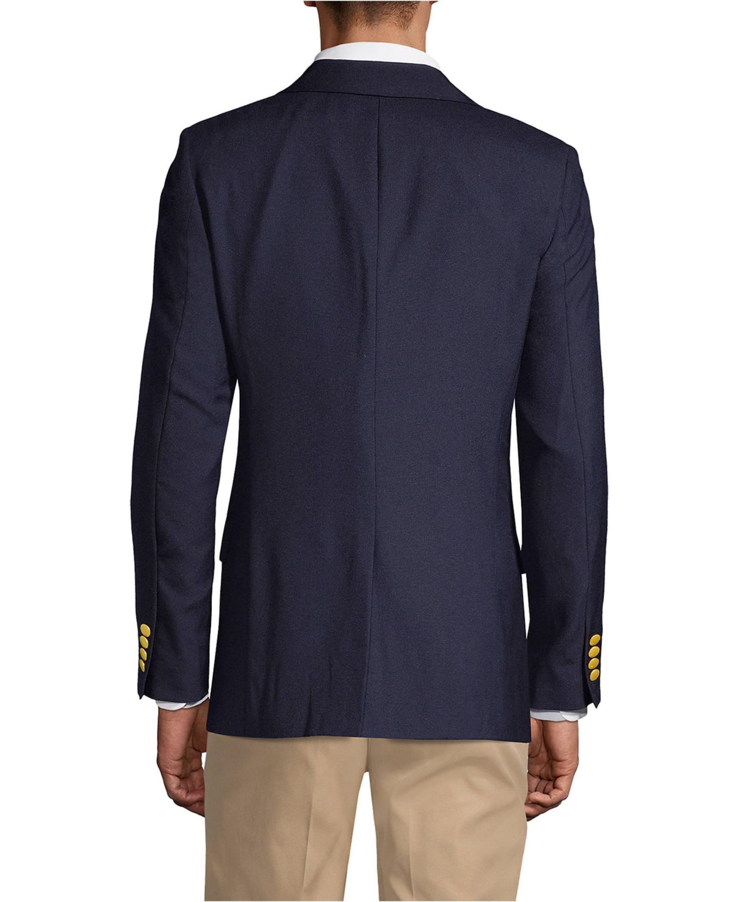 Мужской пиджак Lands' End School Uniform Tailored Fit Hopsack Blazer, цвет: Глубокий тёмно-синий — фото 4
