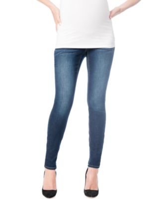 Jegging Premaman Motherhood Maternity, Denim Elasticizzato Blu Indaco, Aderente, Caviglia, Con Pancia Segreta Brevettata