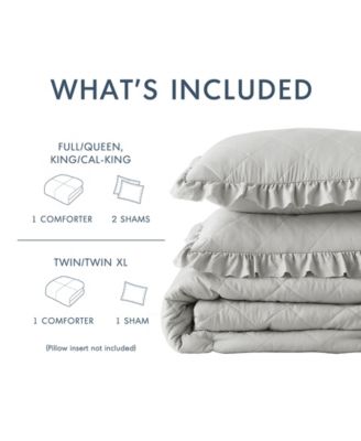 Phoebe Diamond Quilted Ruffle Edge 2-Pc. Comforter Set, Twin/Twin XL