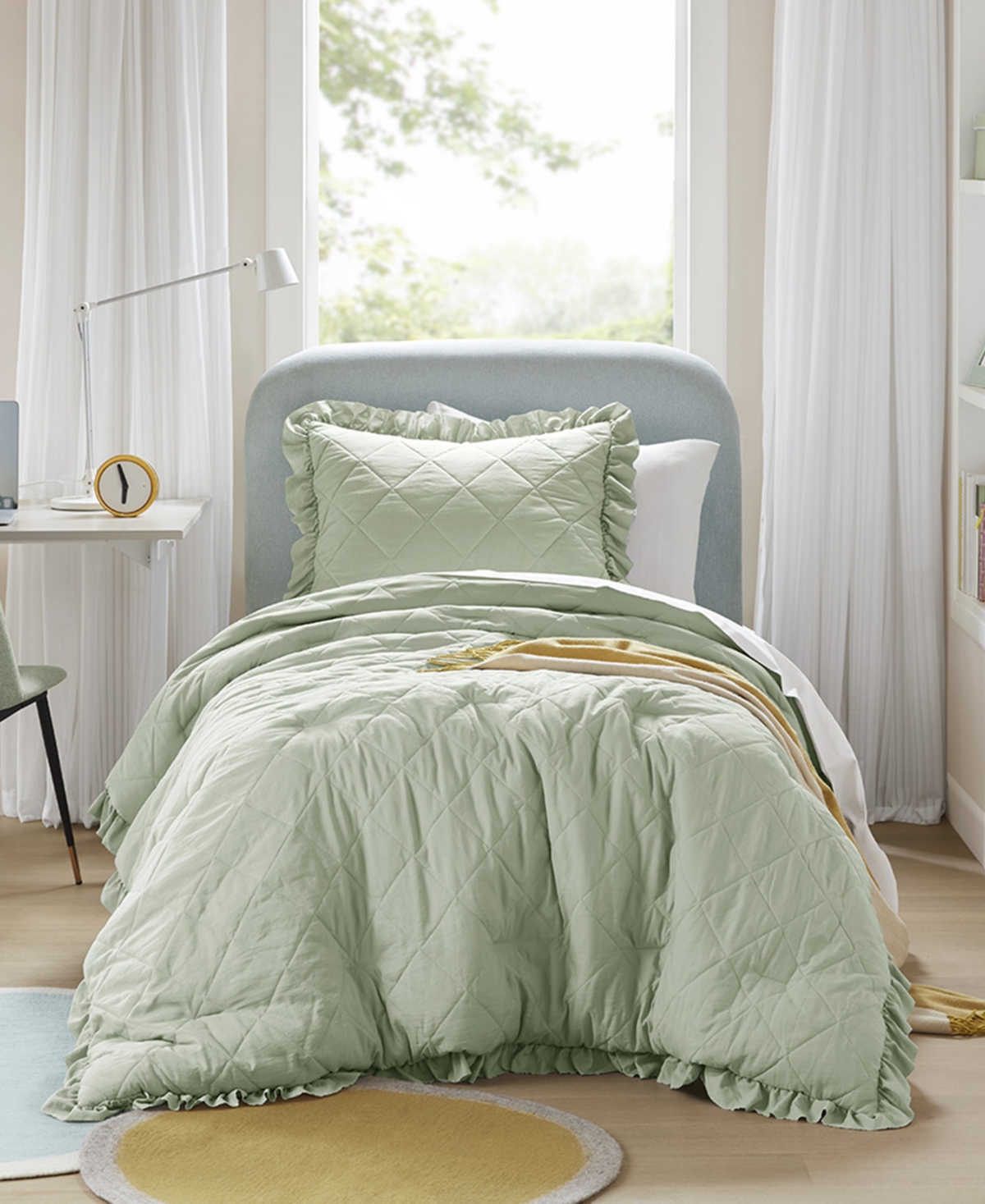 510 DESIGN PHOEBE DIAMOND QUILTED RUFFLE EDGE 2-PC. COMFORTER SET, TWIN/TWIN XL 