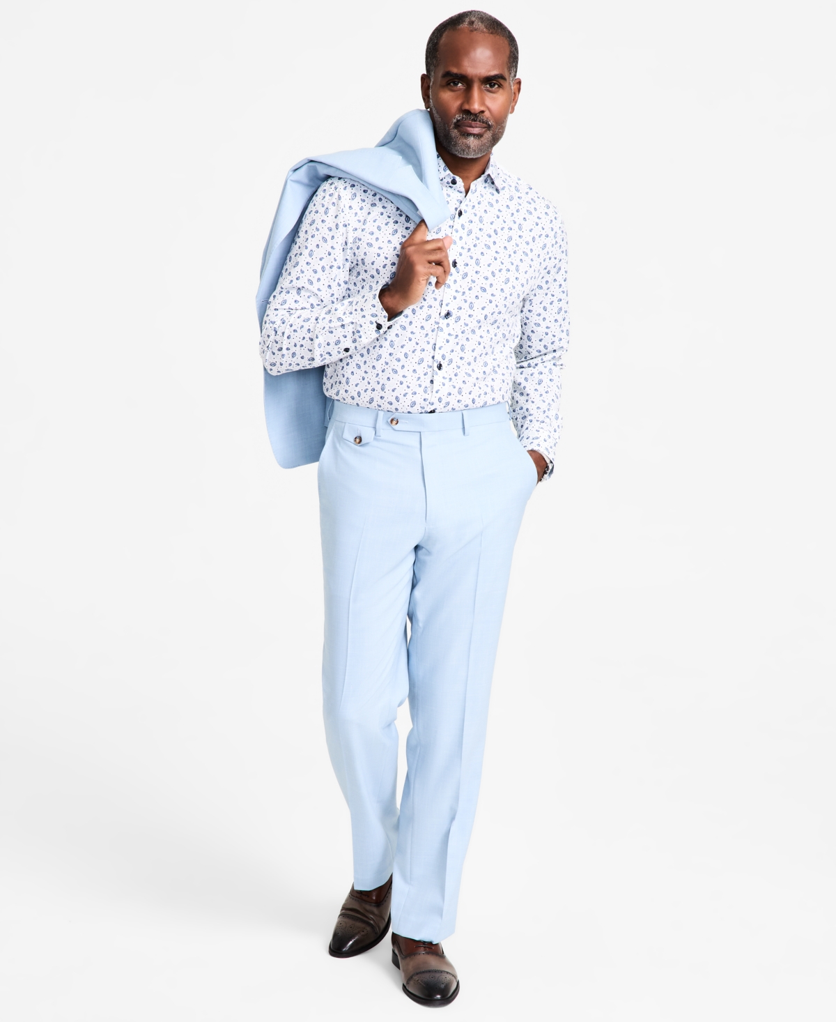 Men's Regular-Fit Suit Pants - Light Blue