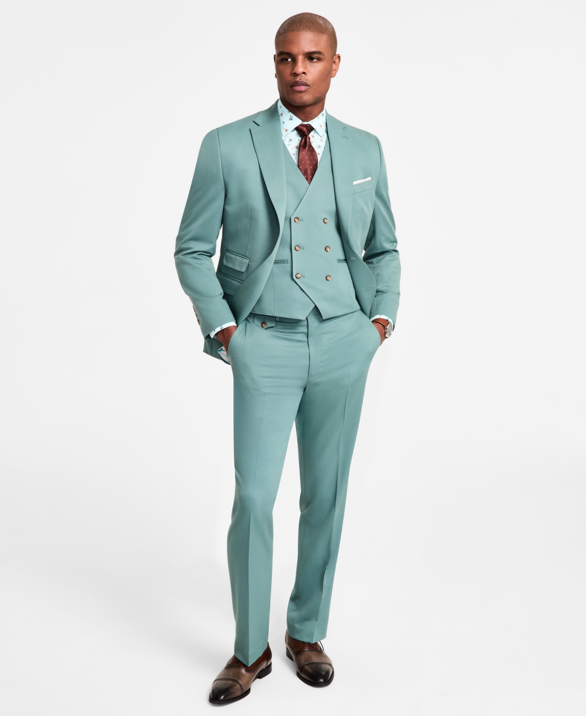 Tayion Collection Men's Regular-fit Suit Vest In Moss Green