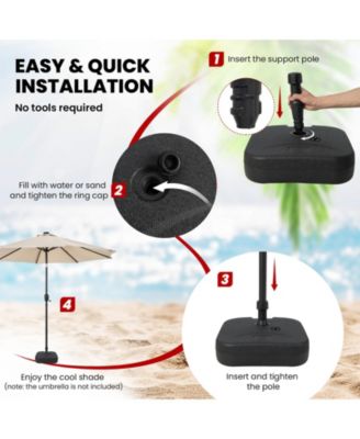 Fillable Patio Umbrella Base with Handle Fit 1.5 Inch Umbrella Poles-Black