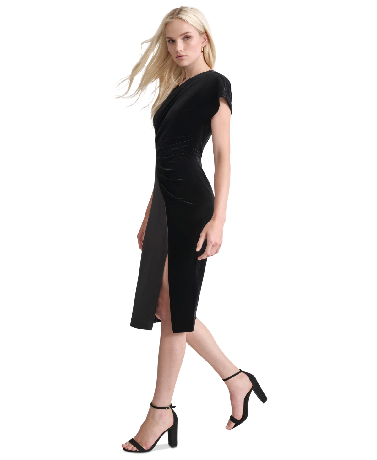 Dkny Women's Asymmetric-Neck Short-Sleeve Dress