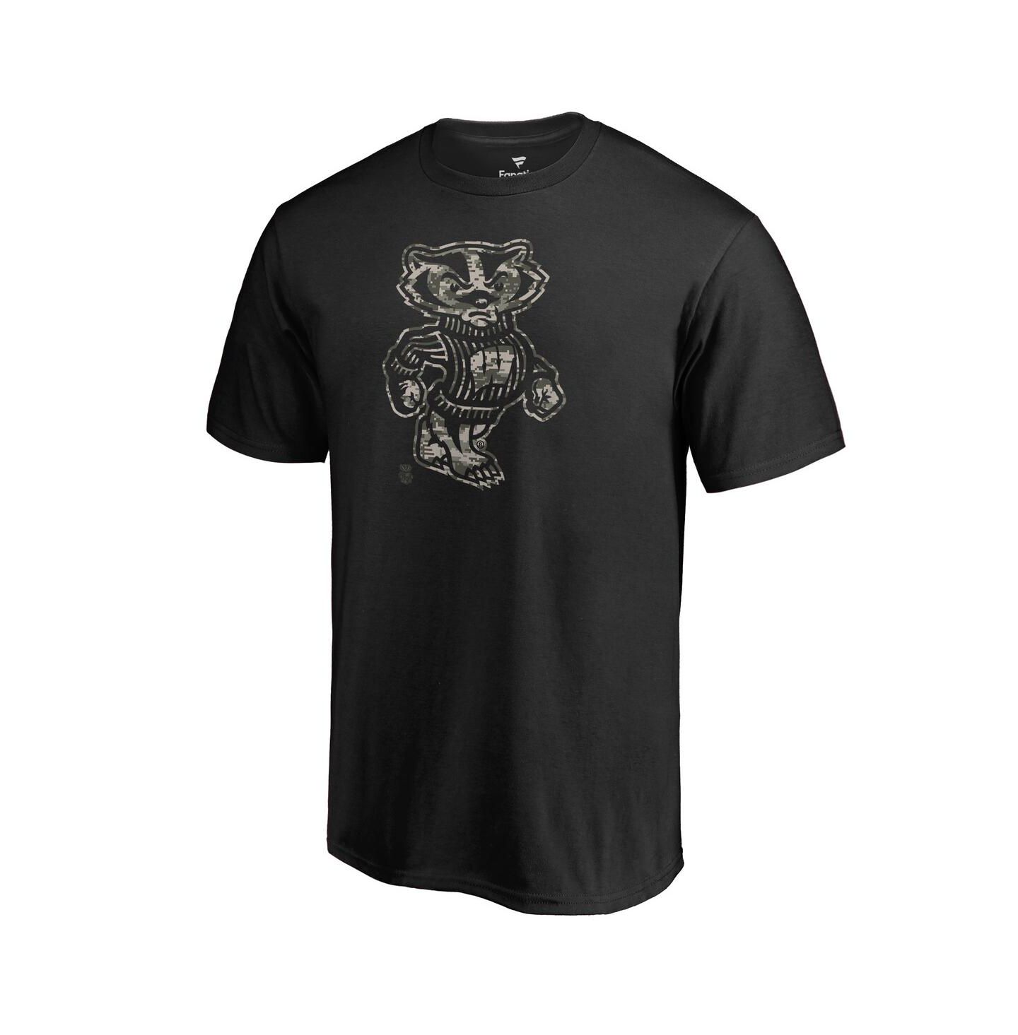 Мужская футболка Fanatics Mto Label Black Wisconsin Badgers Cloak — фото 1