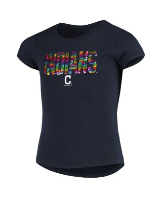 Big Girls Navy Cleveland Indians Flip Sequin T-Shirt