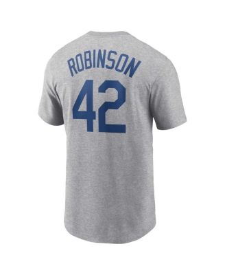 Men's Jackie Robinson Heather Gray Brooklyn Dodgers Cooperstown Collection Fuse Name Number T-Shirt