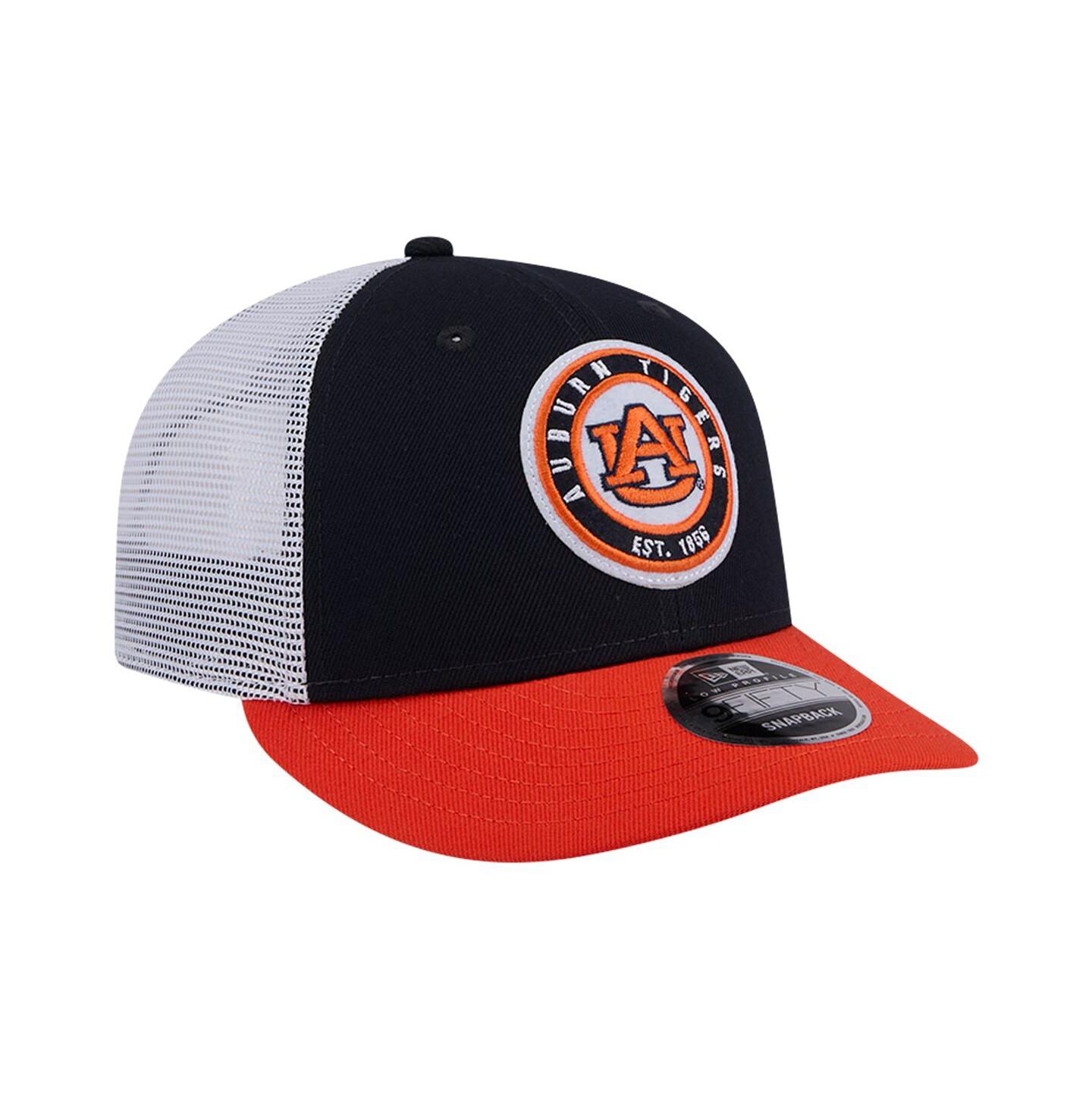 Мужская кепка New Era Navy Auburn Tigers Throwback Circle Patch 9FIFTY Trucker Snapback Hat — фото 2