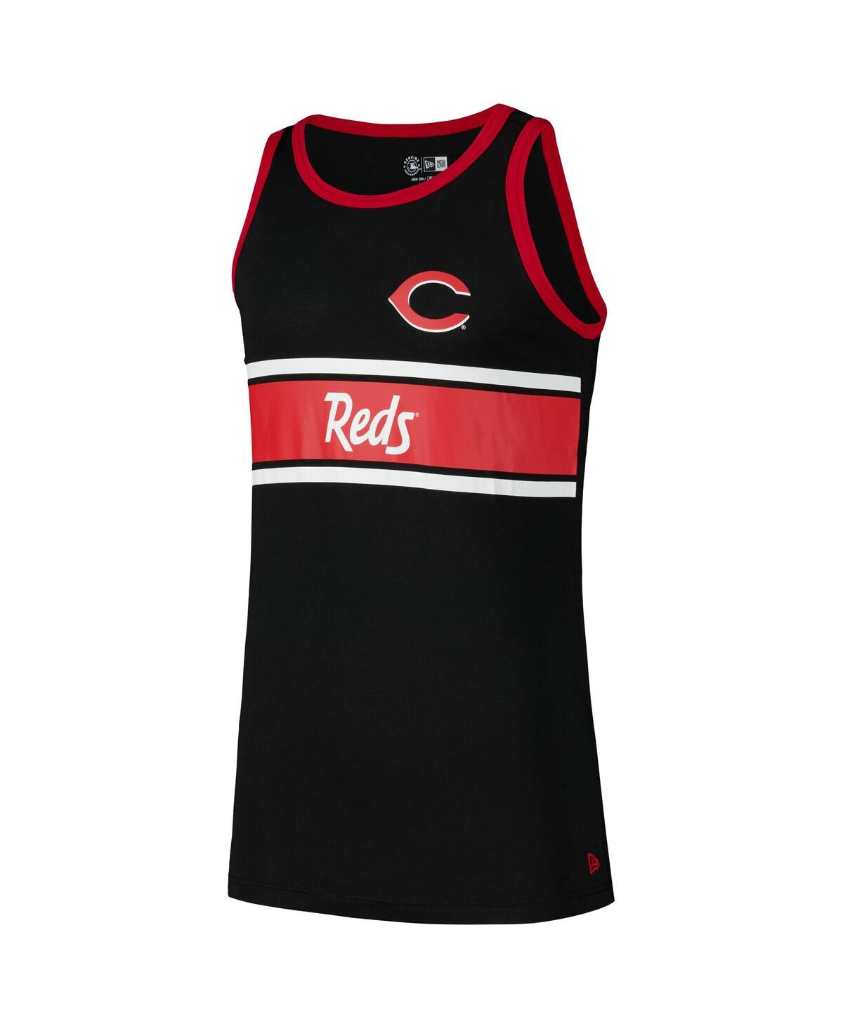 NEW ERA MEN'S BLACK CINCINNATI REDS JERSEY RINGER TANK TOP 