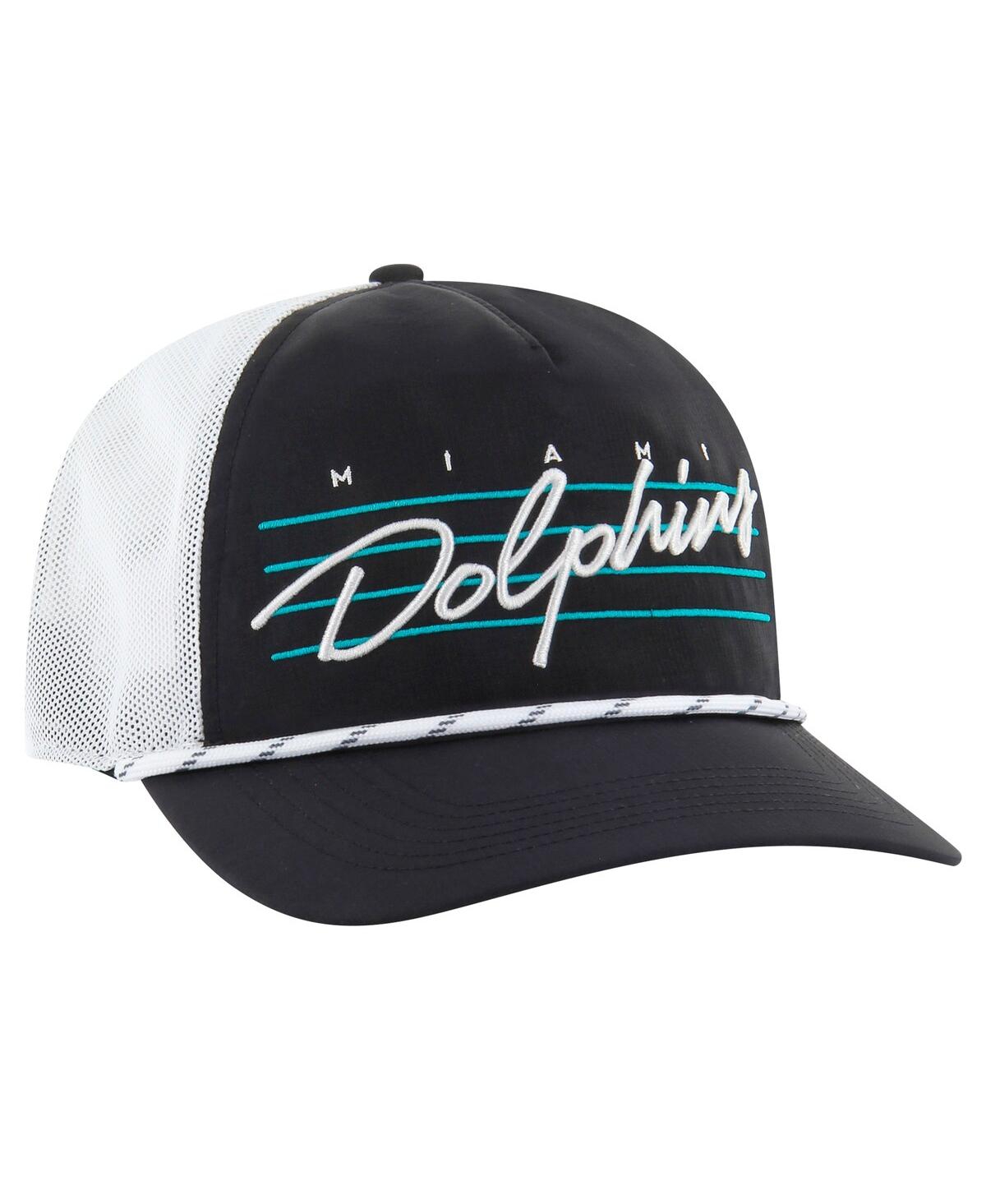 47 Brand Men's Black/white Miami Dolphins Downburst Relaxed Hitch Trucker Adjustable Hat In Black,white