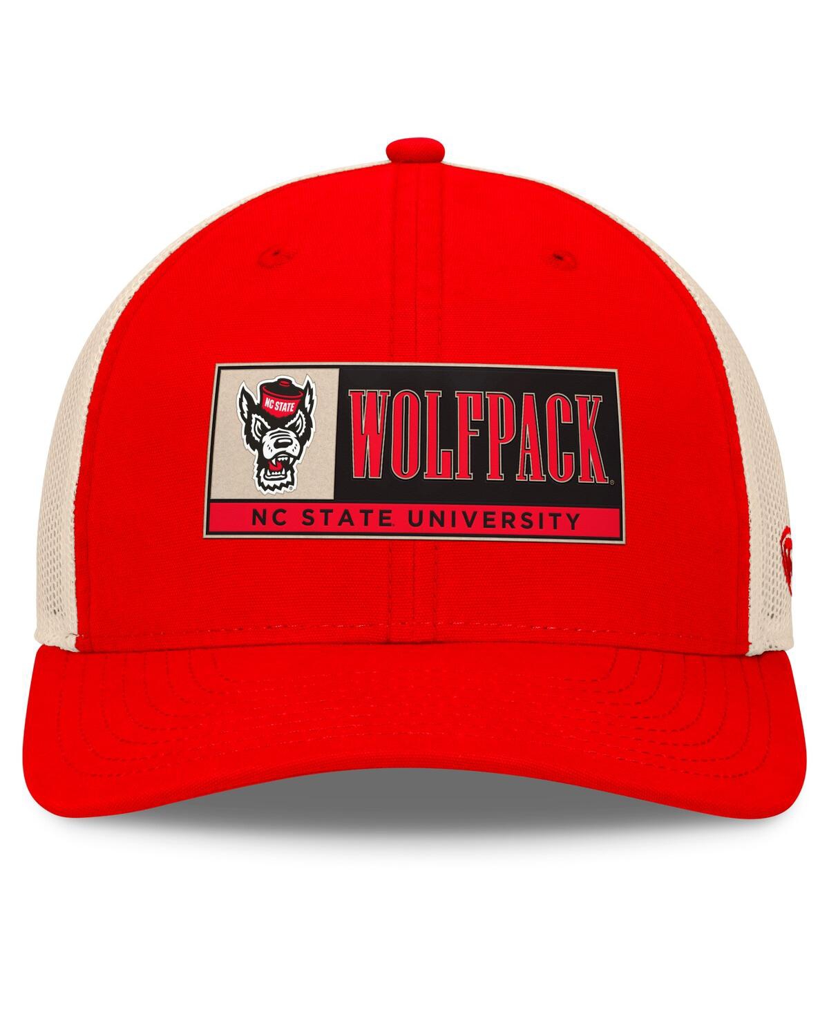 Top Of The World Men's Red/natural Nc State Wolfpack Bennett Trucker Adjustable Hat In Red,natural