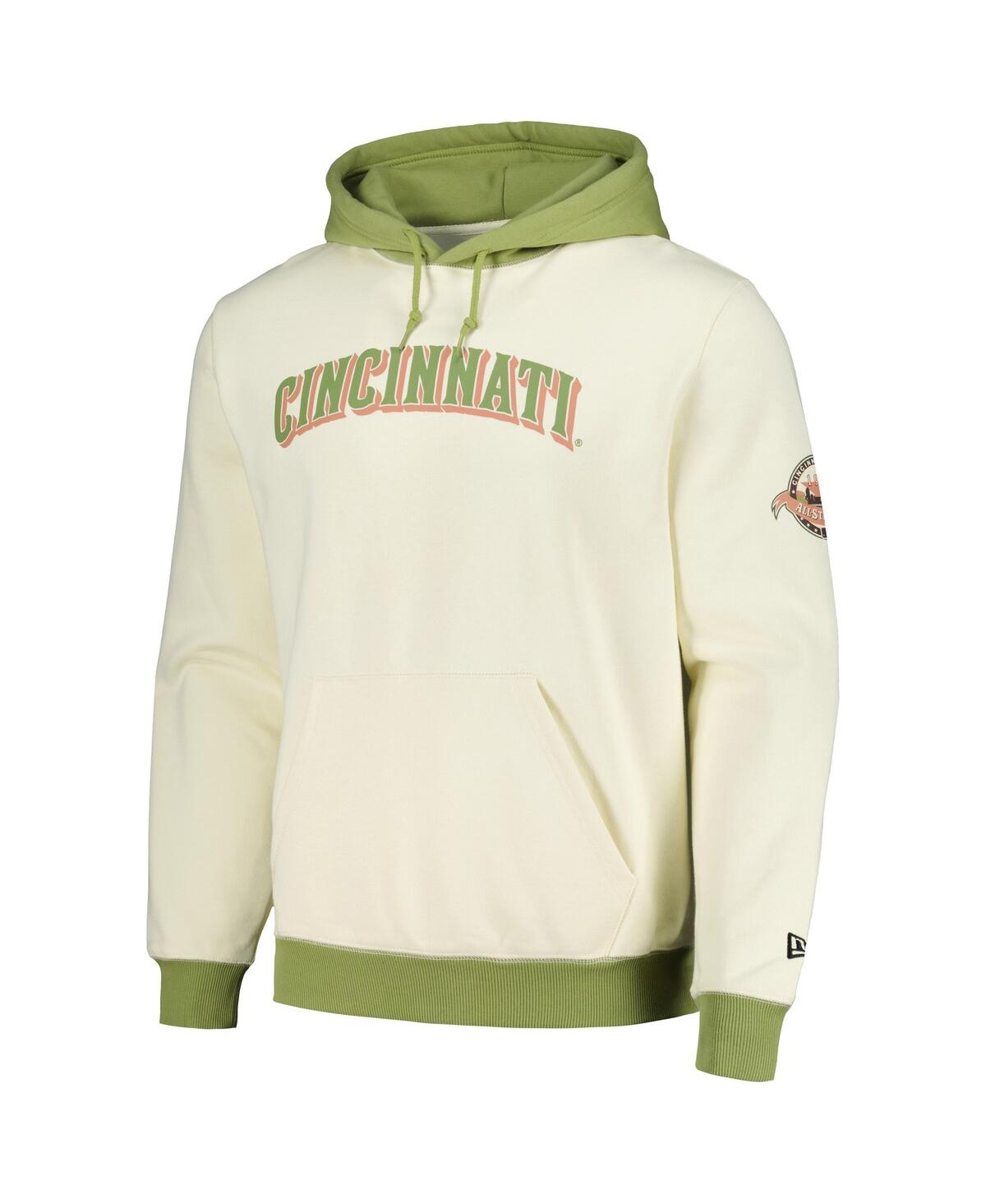 Shop New Era Men's Cream/green Cincinnati Reds Color Pop Pullover Hoodie In Cream,green