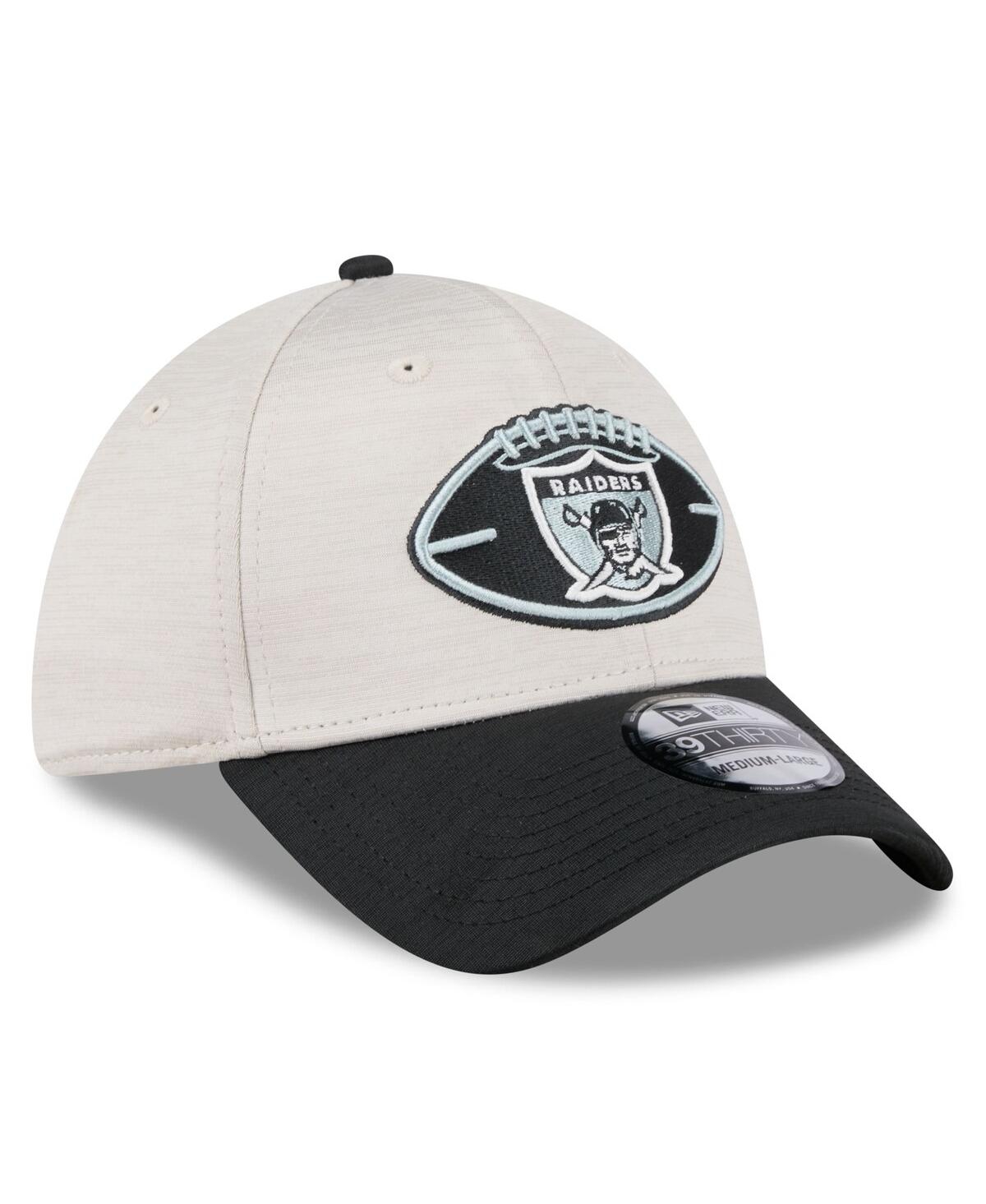 New Era Men'sBlack Las Vegas Raiders 2024 Sideline Historic 39THIRTY Flex Hat - Stone, Black
