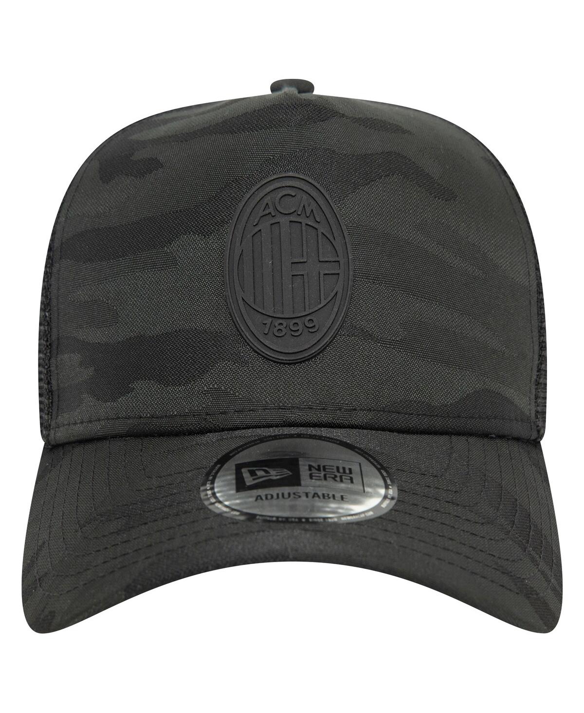 New Era Men'sAc Milan Tonal Camo A-Frame Trucker 9FORTY Adjustable Hat - Black