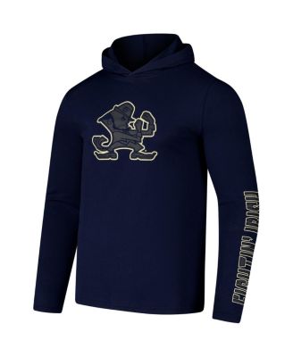 Men's Navy Notre Dame Fighting Irish Color Pop Active Blend 2-Hit Long Sleeve Hooded T-Shirt