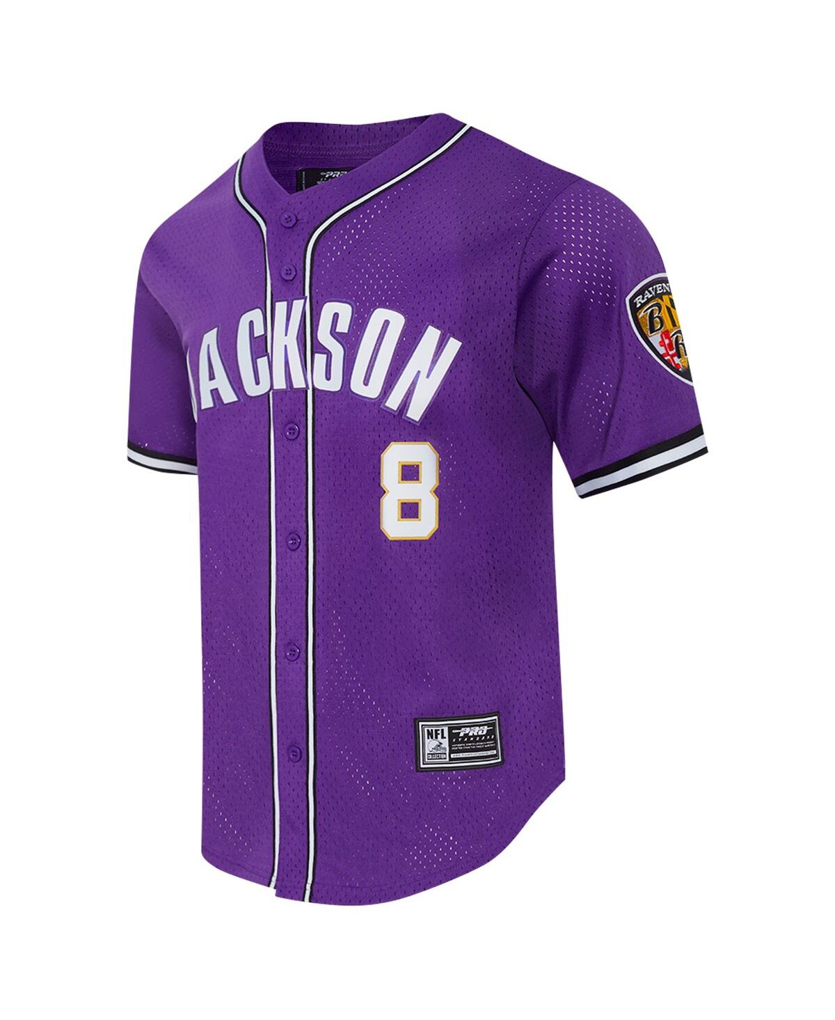 Pro Standard Men's Lamar JacksonBaltimore Ravens Mesh Button-Up Baseball Jersey - Purple
