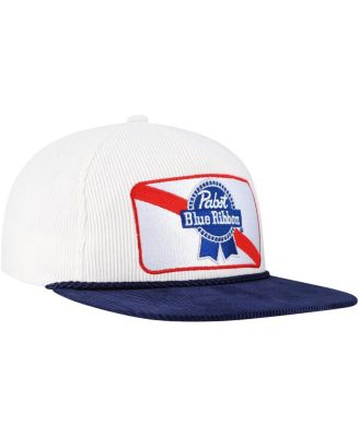 Men's White/Navy Pabst Blue Ribbon Corduroy Rope Golf Snapback Hat