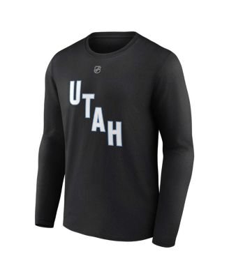 Men's Clayton Keller Black Utah Hockey Club Authentic Stack Name Number Long Sleeve T-Shirt