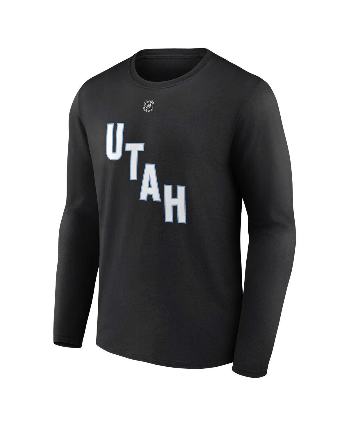 Fanatics Men's Clayton Keller Black Utah Hockey Club Authentic Stack Name Number Long Sleeve T-shirt In Black