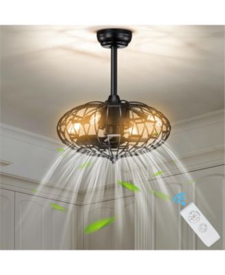 5 Blades Enclosed Ceiling Fan with Light and Remote Control-Black