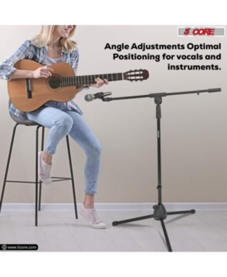 Microphone Stand Pair Floor Height Adjustable w Telescoping Boom Arm