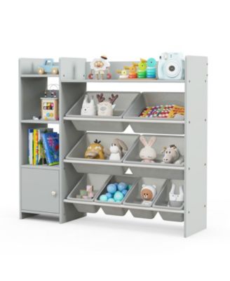4-Tier Kids Bookshelf and Toy Storage Rack with 8 Toy Organizer Bins