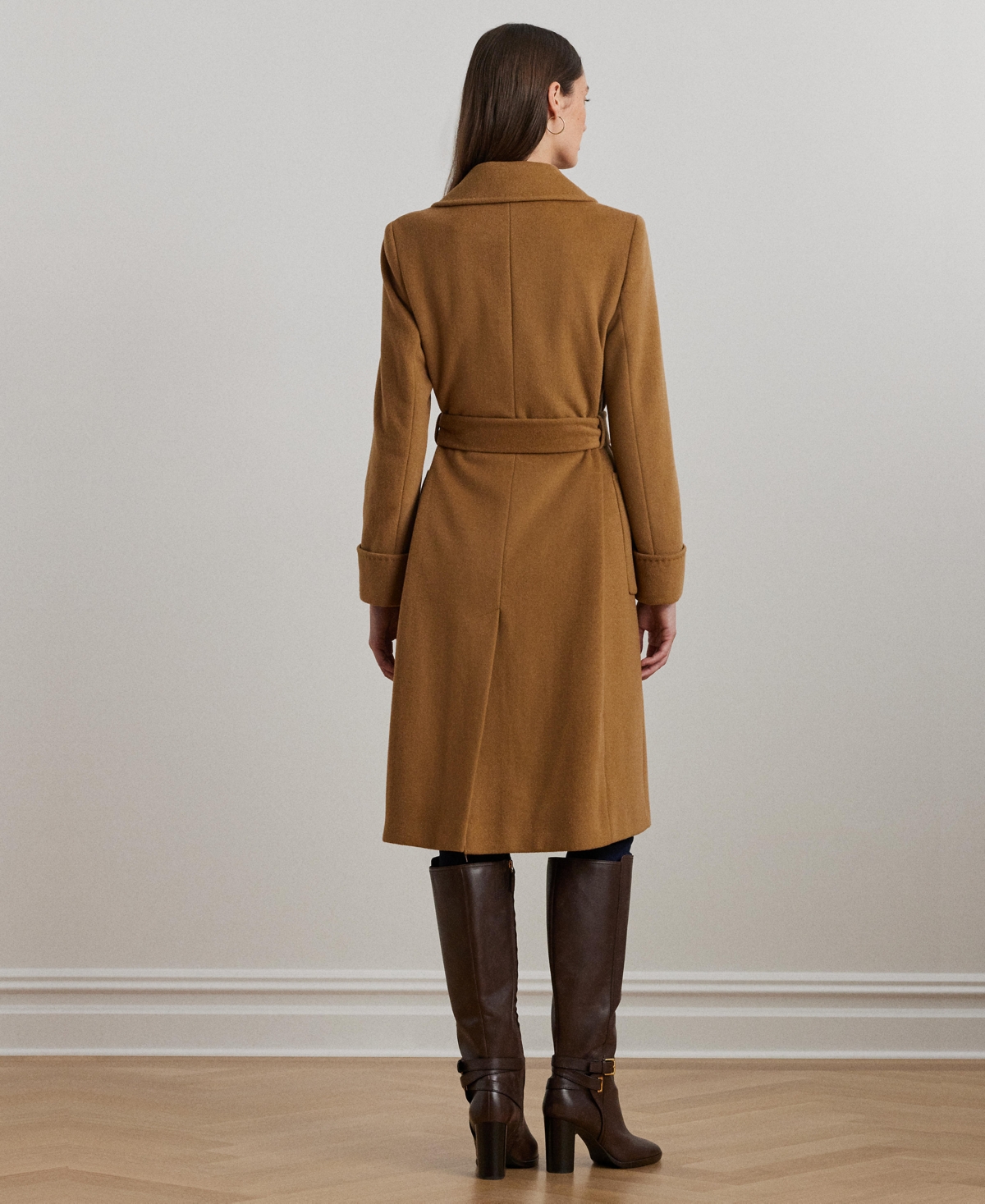 Shop Ralph Lauren Women's Double-faced Wool-blend Wrap Coat In Honey Tan