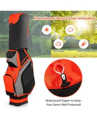 10.5 Inch Golf Stand Bag with 14 Way Dividers and 7 Zippered Pockets-Orange