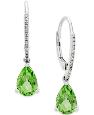 Peridot (2-1/2 ct. t.w.) and Diamond Accent Drop Earrings in 14k White Gold