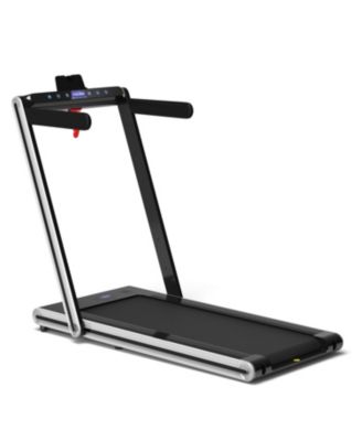 2-in-1 Folding Treadmill with Dual LED Display-Silver