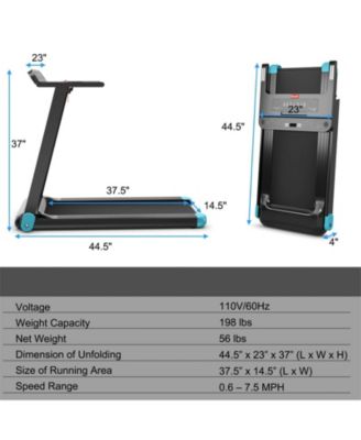 Folding Electric Compact Walking Treadmill with APP Control Speaker-Blue