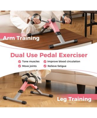 Under Desk Exercise Bike Pedal Exerciser with LCD Display for Legs & Arms Workout Pink
